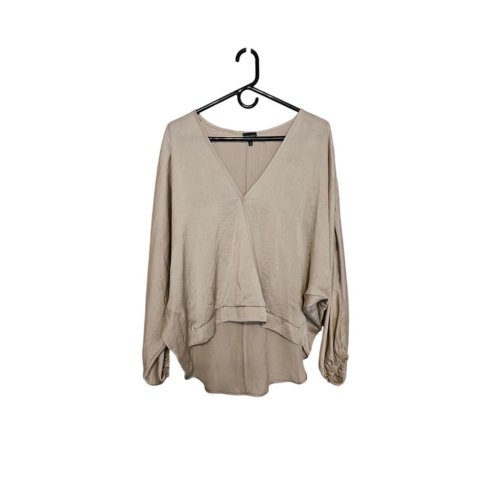 Buckle Black Silk Boho Flowy High Low V Neck Blouse